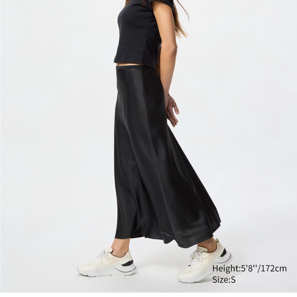 UNIQLO satin slip midi skirt